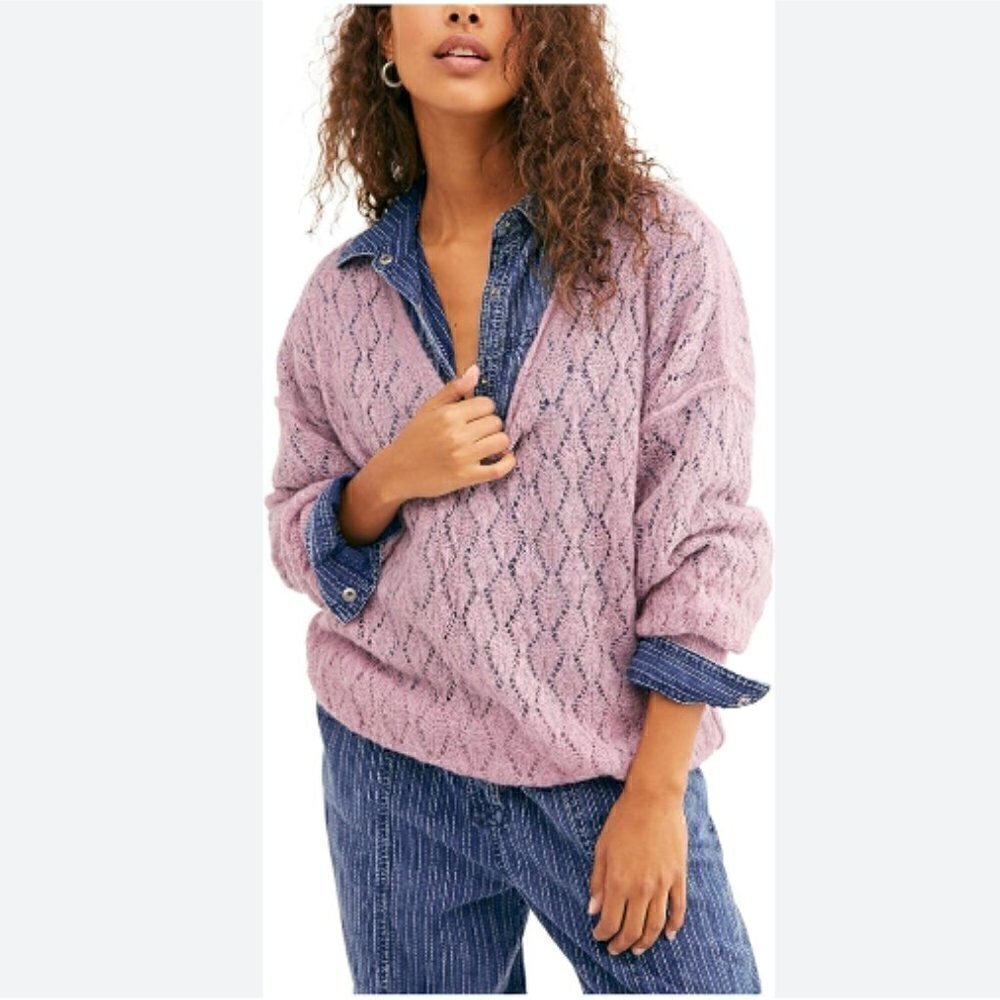 Free People Say Hello Oversized Tunic Sweater Size XS